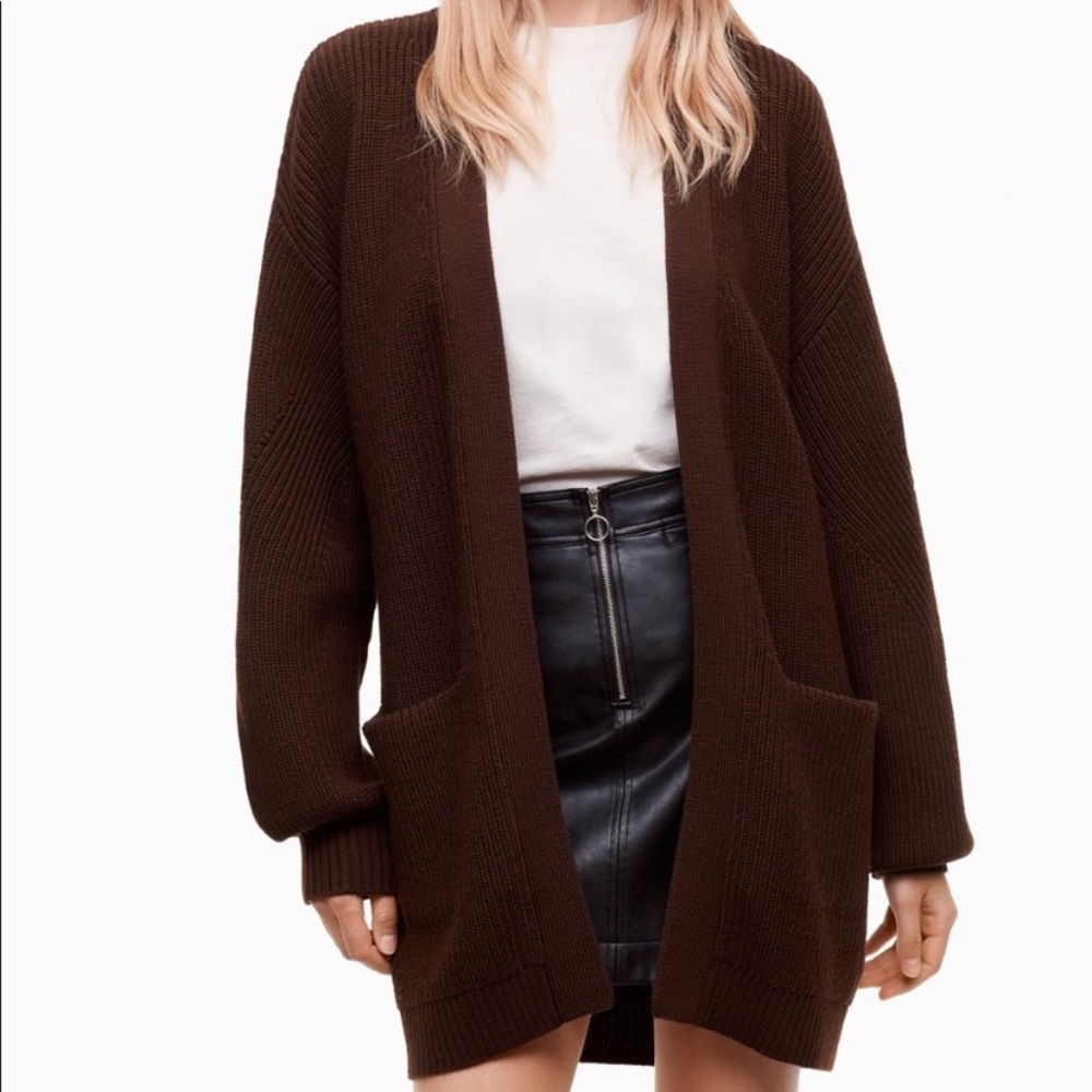 Wilfred Free XXS Rourke Sweater brown ribbed wool